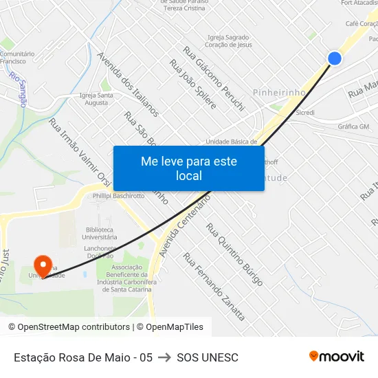 Estação Rosa De Maio - 05 to SOS UNESC map