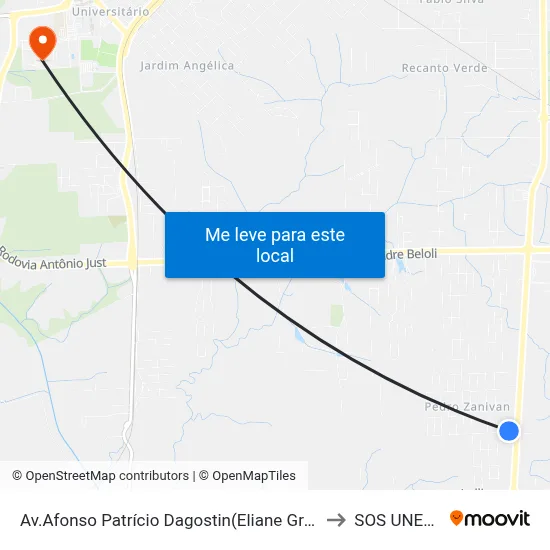 Av.Afonso Patrício Dagostin(Eliane Gres) to SOS UNESC map