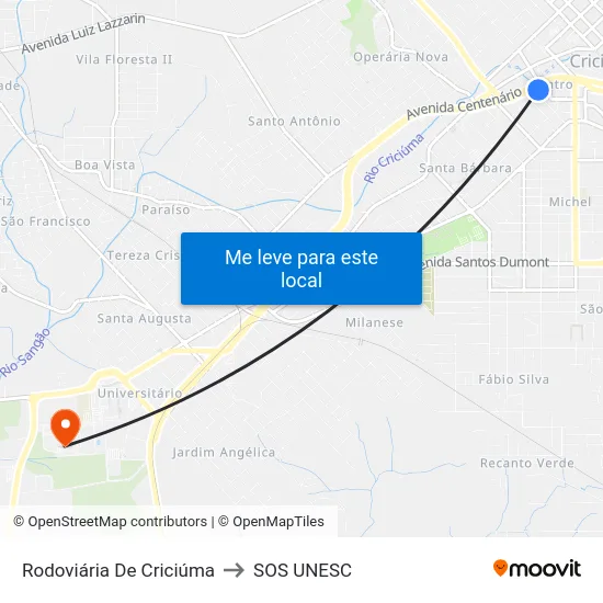 Rodoviária De Criciúma to SOS UNESC map