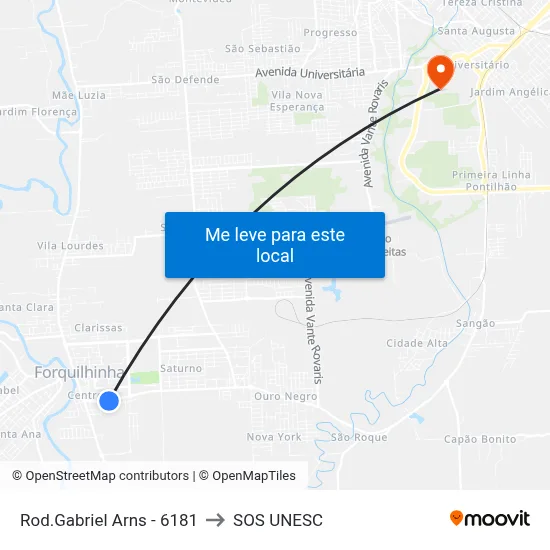 Rod.Gabriel Arns - 6181 to SOS UNESC map