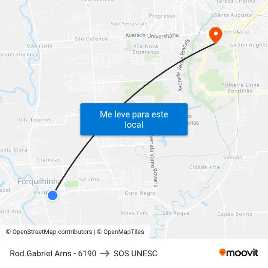 Rod.Gabriel Arns - 6190 to SOS UNESC map