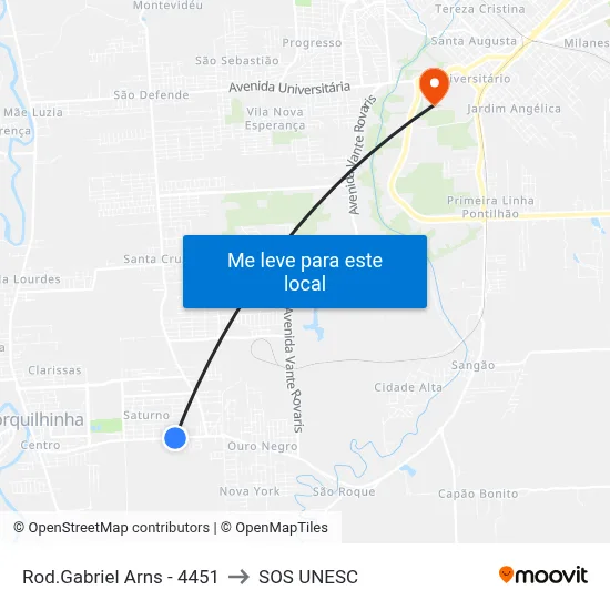 Rod.Gabriel Arns - 4451 to SOS UNESC map