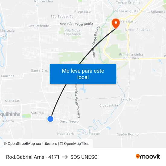 Rod.Gabriel Arns - 4171 to SOS UNESC map