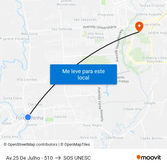 Av.25 De Julho - 510 to SOS UNESC map