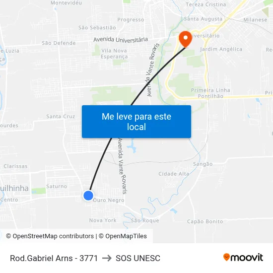 Rod.Gabriel Arns - 3771 to SOS UNESC map