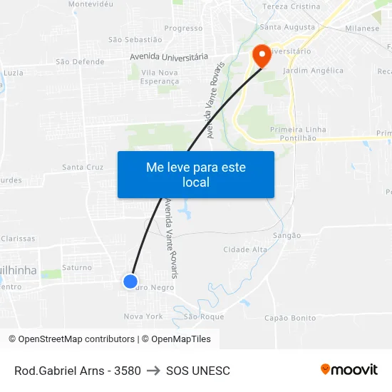 Rod.Gabriel Arns - 3580 to SOS UNESC map