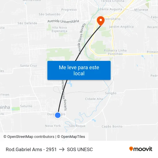 Rod.Gabriel Arns - 2951 to SOS UNESC map