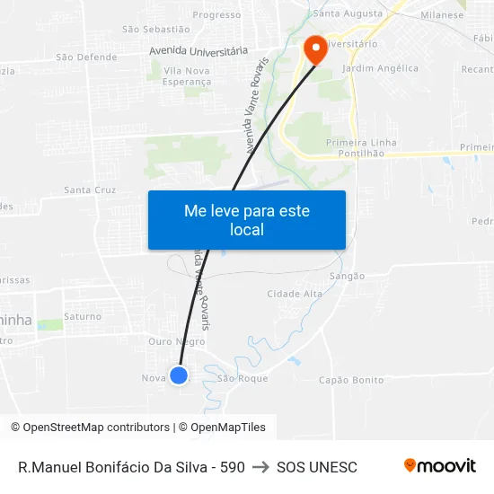 R.Manuel Bonifácio Da Silva - 590 to SOS UNESC map