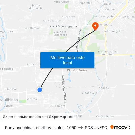 Rod.Josephina Lodetti Vassoler - 1050 to SOS UNESC map