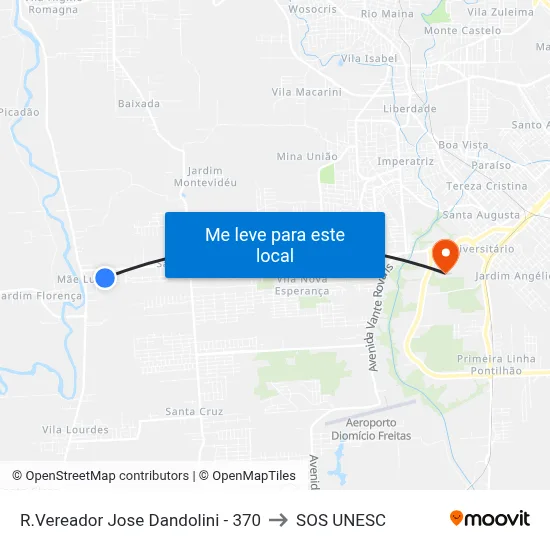 R.Vereador Jose Dandolini - 370 to SOS UNESC map