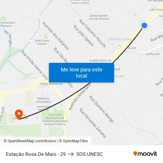 Estação Rosa De Maio - 29 to SOS UNESC map