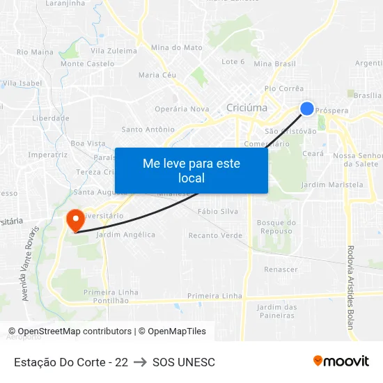 Estação Do Corte - 22 to SOS UNESC map