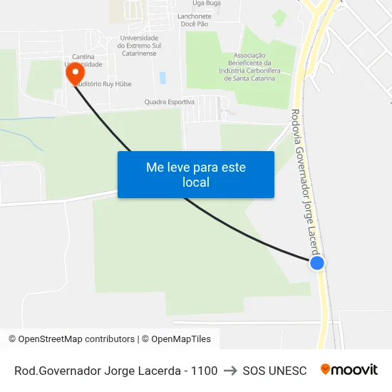 Rod.Governador Jorge Lacerda - 1100 to SOS UNESC map