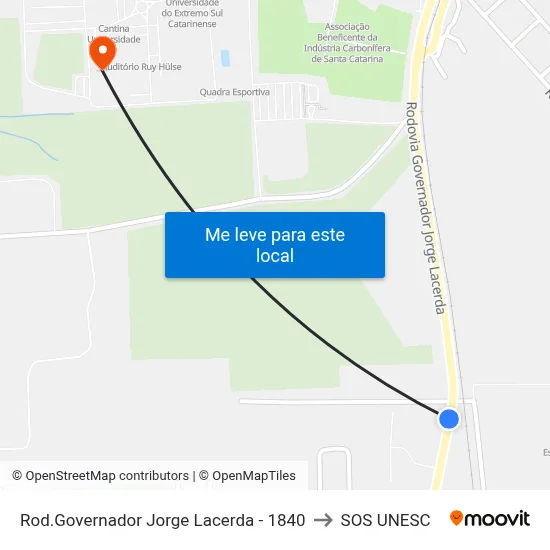 Rod.Governador Jorge Lacerda - 1840 to SOS UNESC map