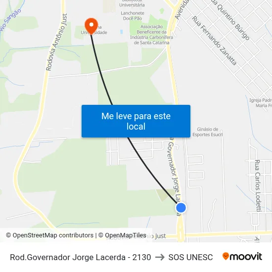 Rod.Governador Jorge Lacerda - 2130 to SOS UNESC map