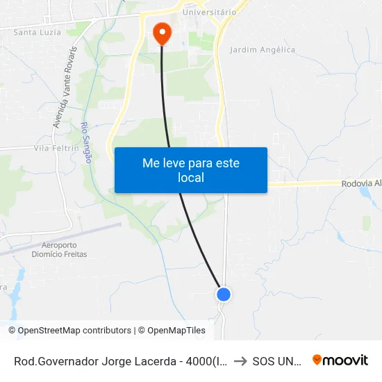 Rod.Governador Jorge Lacerda - 4000(Iparque) to SOS UNESC map