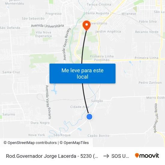 Rod.Governador Jorge Lacerda - 5230 (Sangão Trevo) to SOS UNESC map