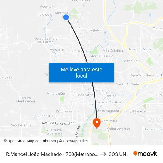 R.Manoel João Machado - 700(Metropol Ginasio) to SOS UNESC map