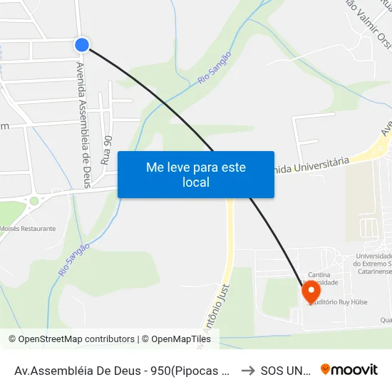 Av.Assembléia De Deus - 950(Pipocas Beija Flor) to SOS UNESC map