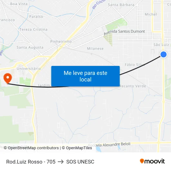 Rod.Luiz Rosso - 705 to SOS UNESC map