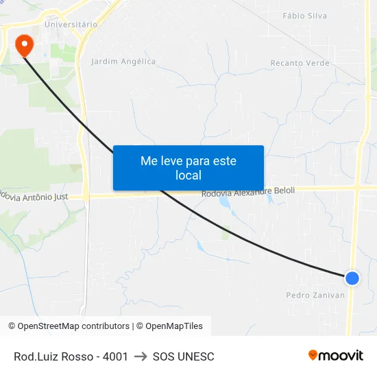 Rod.Luiz Rosso - 4001 to SOS UNESC map