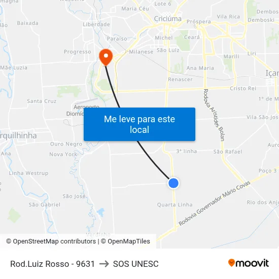 Rod.Luiz Rosso - 9631 to SOS UNESC map
