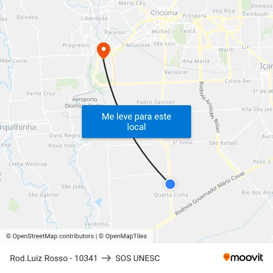 Rod.Luiz Rosso - 10341 to SOS UNESC map