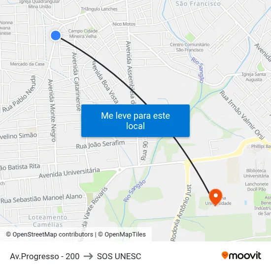 Av.Progresso - 200 to SOS UNESC map