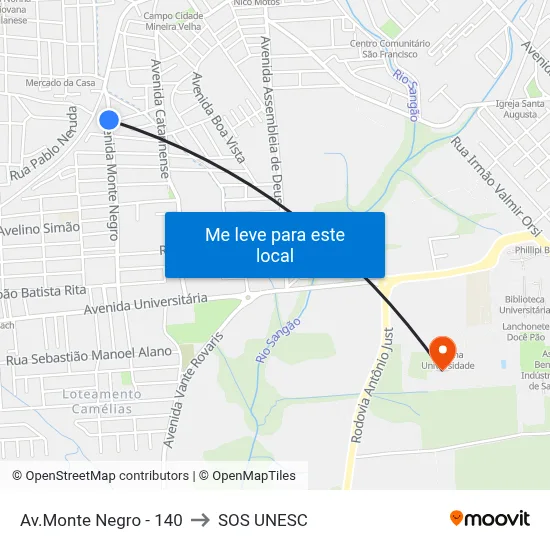 Av.Monte Negro - 140 to SOS UNESC map