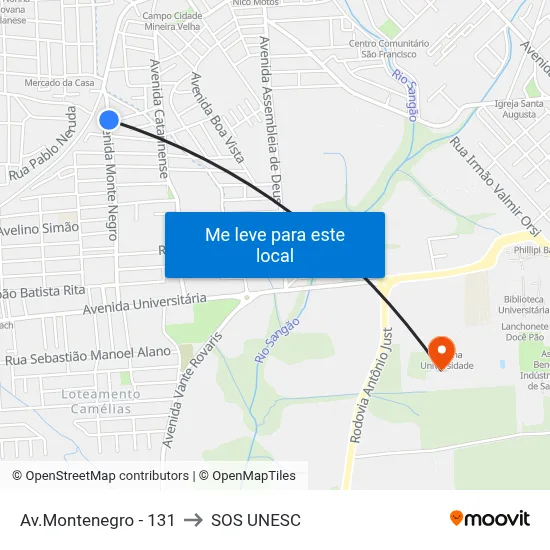 Av.Montenegro - 131 to SOS UNESC map