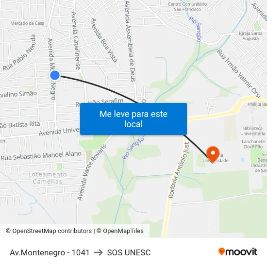Av.Montenegro - 1041 to SOS UNESC map