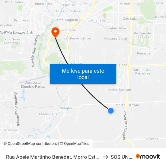 Rua Abele Martinho Benedet, Morro Estevão - 350 to SOS UNESC map