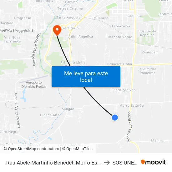 Rua Abele Martinho Benedet, Morro Estevão to SOS UNESC map