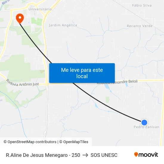 R.Aline De Jesus Menegaro - 250 to SOS UNESC map