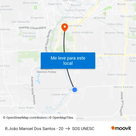 R.João Manoel Dos Santos - 20 to SOS UNESC map