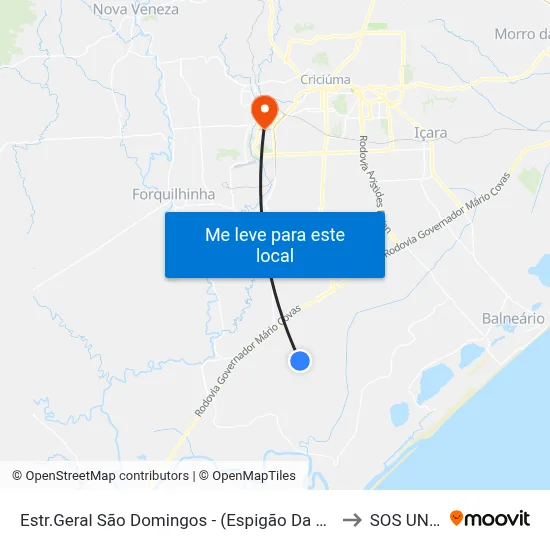 Estr.Geral São Domingos - (Espigão Da Pedra Igreja) to SOS UNESC map