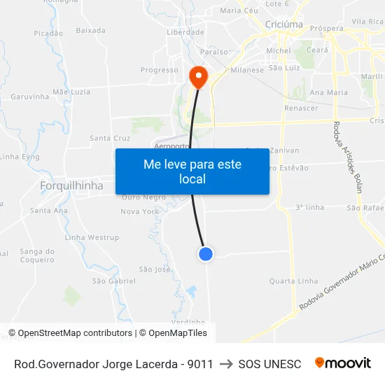 Rod.Governador Jorge Lacerda - 9011 to SOS UNESC map