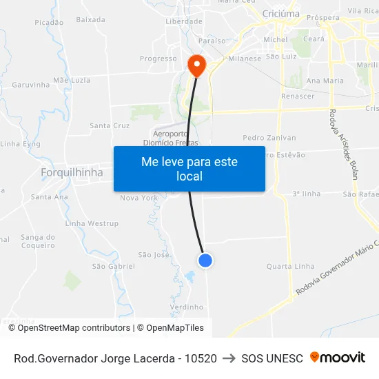 Rod.Governador Jorge Lacerda - 10520 to SOS UNESC map