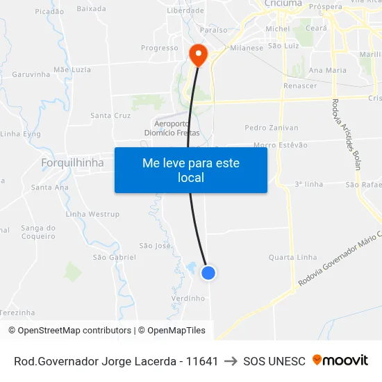 Rod.Governador Jorge Lacerda - 11641 to SOS UNESC map