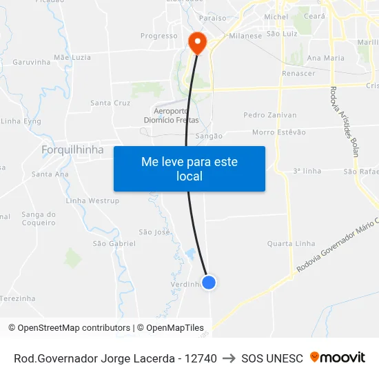 Rod.Governador Jorge Lacerda - 12740 to SOS UNESC map