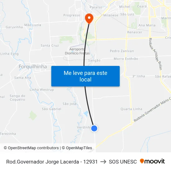 Rod.Governador Jorge Lacerda - 12931 to SOS UNESC map
