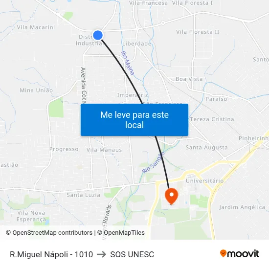 R.Miguel Nápoli - 1010 to SOS UNESC map