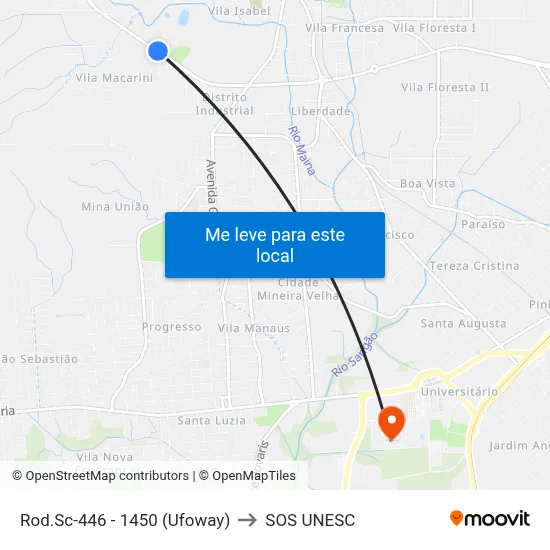 Rod.Sc-446 - 1450 (Ufoway) to SOS UNESC map