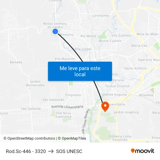 Rod.Sc-446 - 3320 to SOS UNESC map