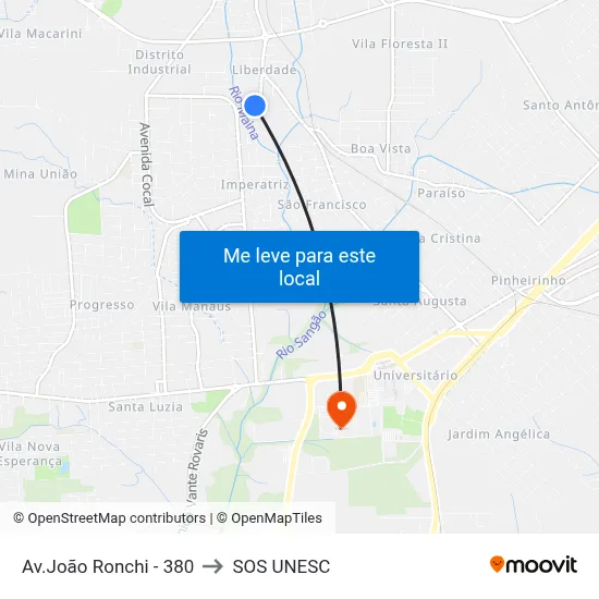 Av.João Ronchi - 380 to SOS UNESC map