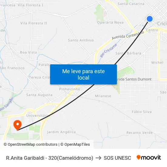R.Anita Garibaldi - 320(Camelódromo) to SOS UNESC map