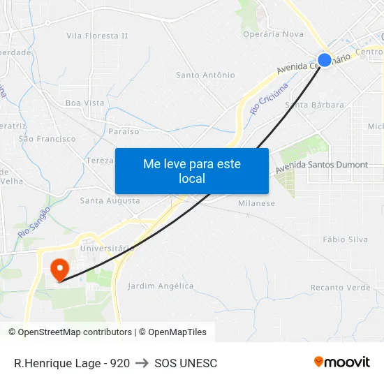 R.Henrique Lage - 920 to SOS UNESC map