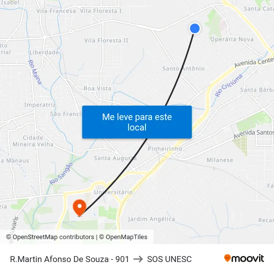 R.Martin Afonso De Souza - 901 to SOS UNESC map
