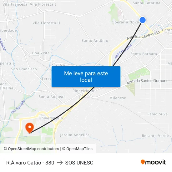 R.Álvaro Catão - 380 to SOS UNESC map