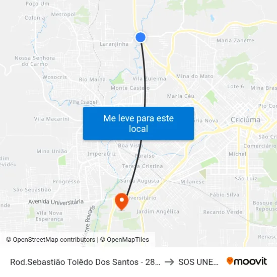 Rod.Sebastião Tolêdo Dos Santos - 2850 to SOS UNESC map